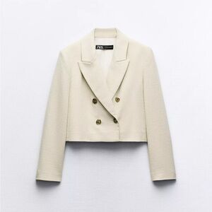 Zara NWT Women's Cream Double-Breasted Jacket, Elegant, Classy, Viral, Size M